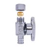 Hausen 1/2 in PEX Barb x 3/8 in Compression Brass Quarter-Turn Straight Stop Valve Jar, Chrome-Plated, 20PK HA-SS101-20